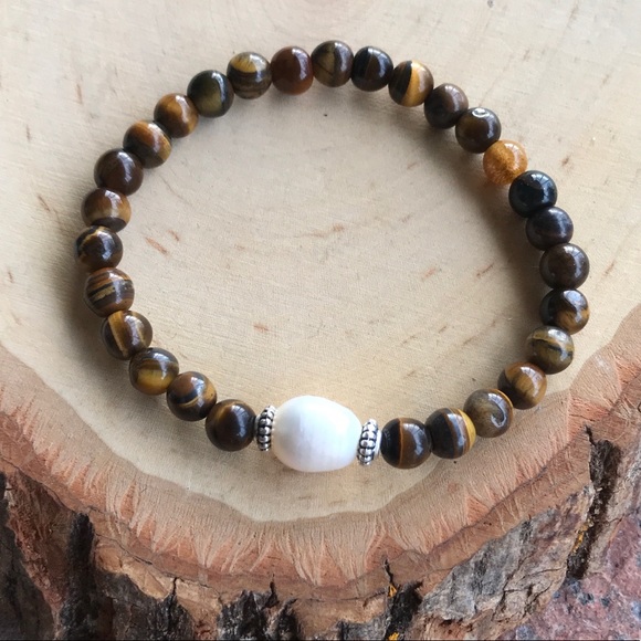 🔴SALE ! Tiger eye genuine pearl bead bracelet - Picture 5 of 10